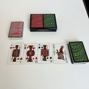Vintage 1996 Avon African Art Works 2 Decks of Playing Cards Red Green